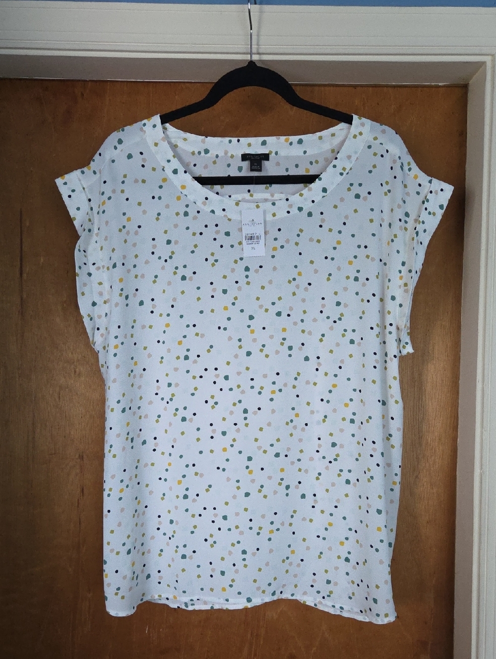 NWT Ann Taylor Factory Colorful Confetti Print Cuffed Cap Sleeve Women's Size XL